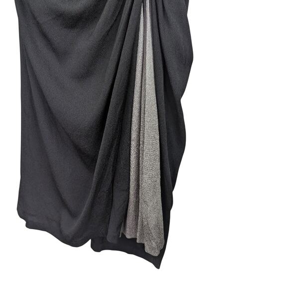 Tadashi Shoji Size 6 Silk Black and Gray Draped Wrap Dress - Picture 4 of 8